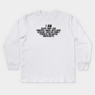 I AM A Strong Black Man | African American Kids Long Sleeve T-Shirt